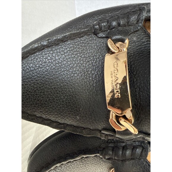 COACH Loafers w/ Metal Logo Accent- Olive Pebble Grain Leather Black Sz 9 - Picture 5 of 11